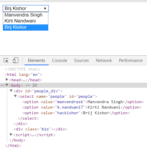 Template literals select output